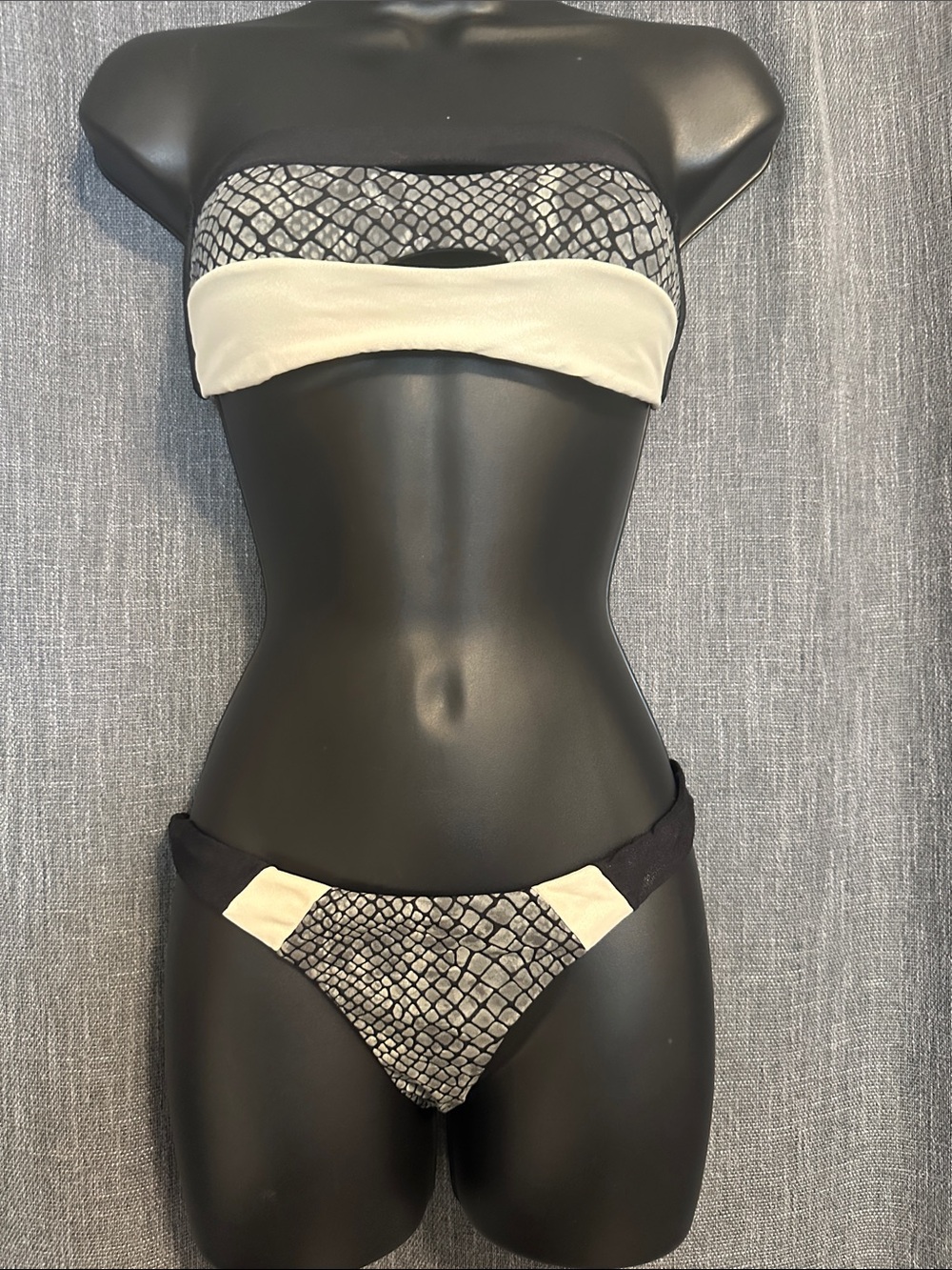 Pilyq Black Swim Bottoms with Beige Logo Tag